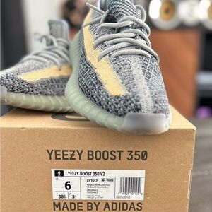 Adidas Gray and Yellow Sneakers with Primeknit Upper